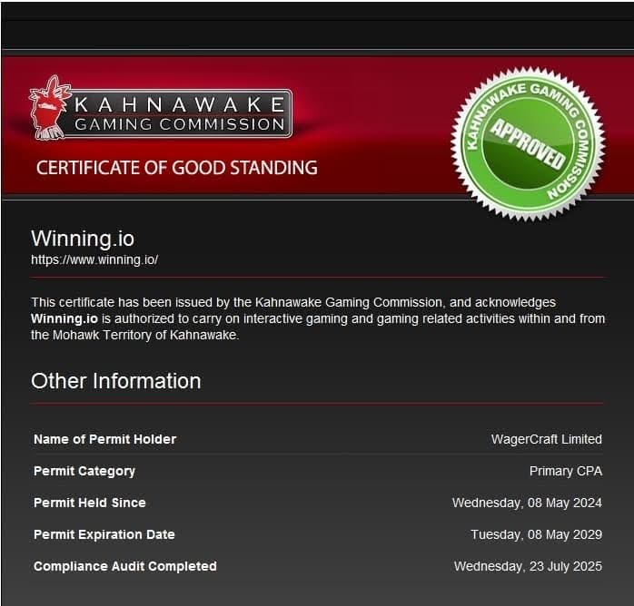licence Winning Casino