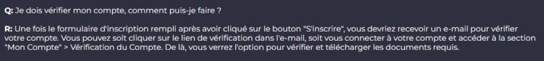 vérification compte Winning Casino